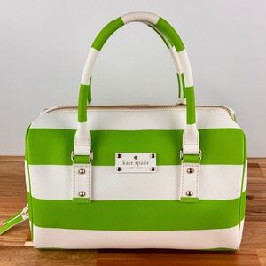 Kate Spade New York High Falls Melinda Bag Green White Striped Top‎ Handle Purse